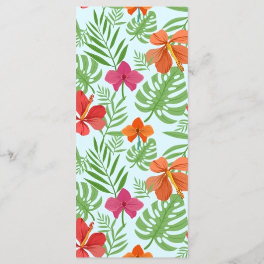 Hibiscus et Palm Feuille Menu Mariage (Dos)