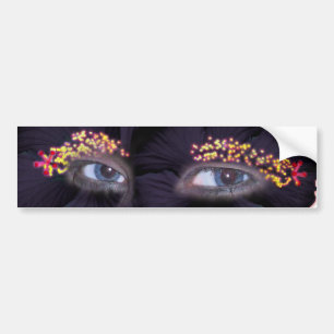 Hibiscus Eyes - zwart/Paars Bumpersticker