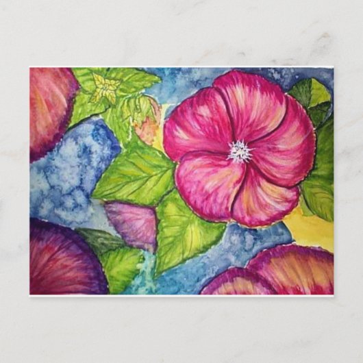 Hibiscus Fantasy Waterverf Briefkaart (Voorkant)