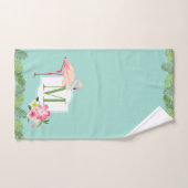 Hibiscus Flamant Tropical Monogramme Initiale (Serviette à main)