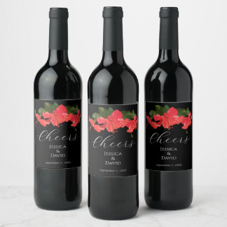 Hibiscus Fleur Mariage Vin bouteille Étiquettes