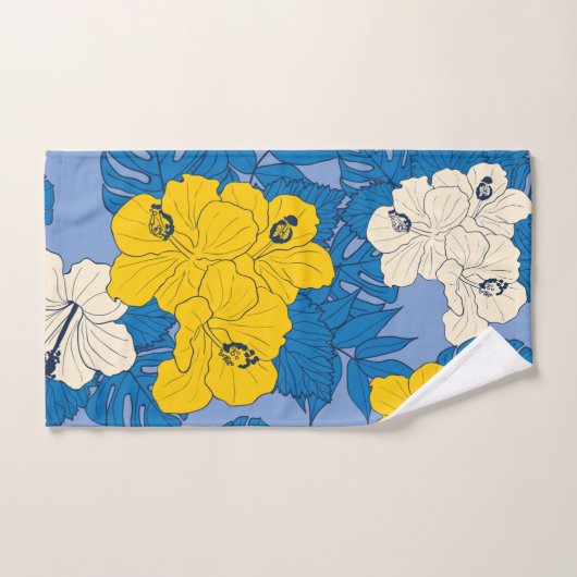 Hibiscus fleurs et feuilles (Serviette à main)