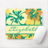 Hibiscus Floral Pattern Monogram Muismat (Met muis)