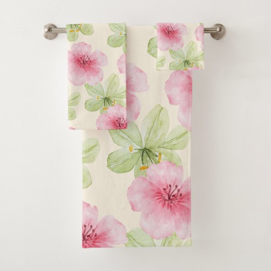 Hibiscus Floral Rose et Vert Tropical (En situation)