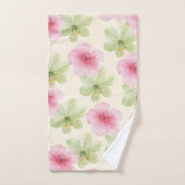 Hibiscus Floral Rose et Vert Tropical (Serviette à main)