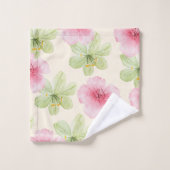 Hibiscus Floral Rose et Vert Tropical (Gant de toilette)