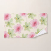 Hibiscus Floral Rose et Vert Tropical (Serviette à main)
