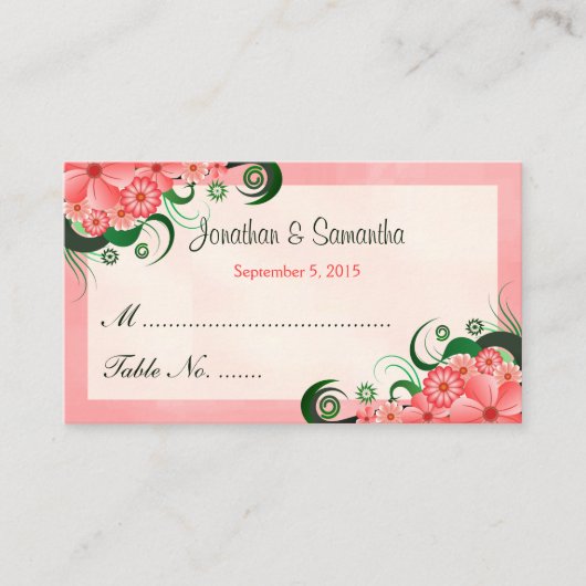 Hibiscus Floral rose Mariage Table Place Cartes (Devant)