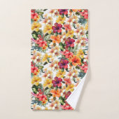 Hibiscus floral Tropical Rouge Blanc Jaune (Serviette à main)