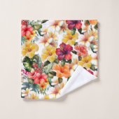 Hibiscus floral Tropical Rouge Blanc Jaune (Gant de toilette)