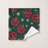 Hibiscus floral tropical Snowflakes Noël | (Gant de toilette)