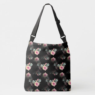 Hibiscus Flower Black crossbody bag Tas