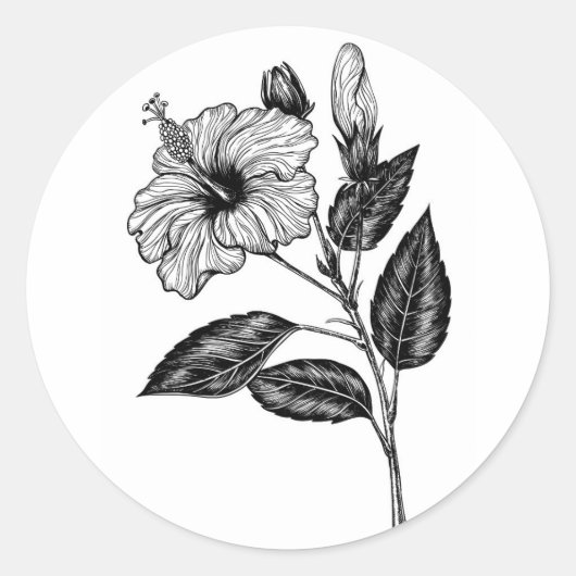Hibiscus flower III Ronde Sticker (Voorkant)