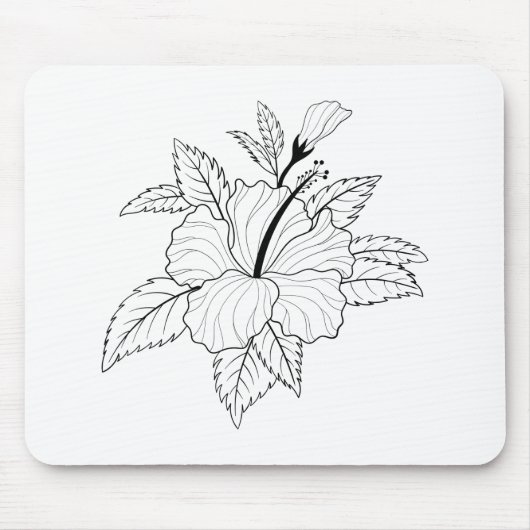 Hibiscus Flower Illustration Muismat (Voorkant)