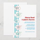 Hibiscus Flower Invitations | Weddenschap | Geboor Kaart (Voorkant / Achterkant)