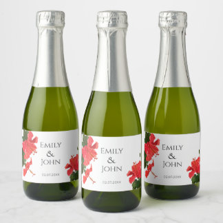 Hibiscus flower Mini Sparkling Wine Bottle Labels Sparkling Wijnetiket
