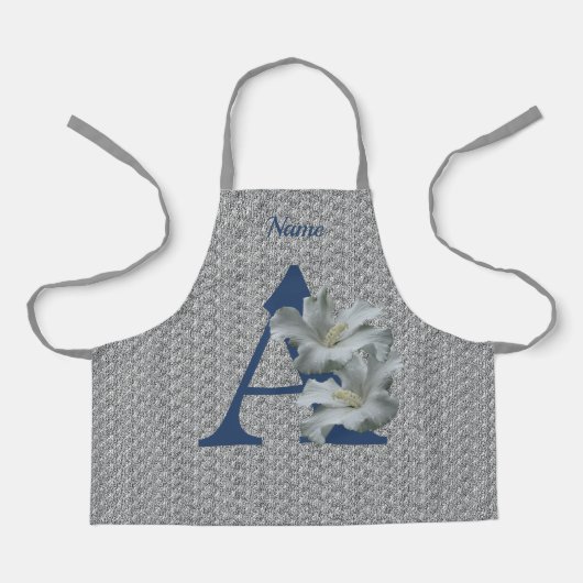 Hibiscus Flower Monogram Initiaal A Name Apron Schort (Voorkant)
