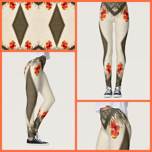 Hibiscus Flower Tropical Vibes Floral Leggings