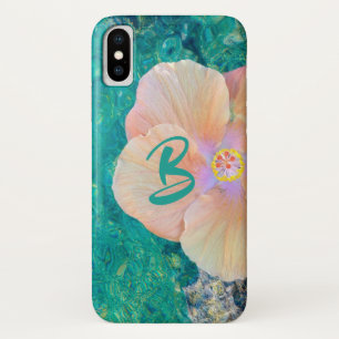 Hibiscus flower turquoise oceaanwater Hawaiian iPhone X Hoesje