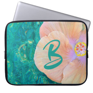 Hibiscus flower turquoise oceaanwater Hawaiian Laptop Sleeve