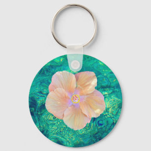 Hibiscus flower turquoise oceaanwater Hawaiian Sleutelhanger