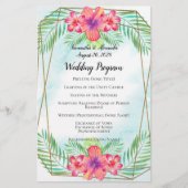 Hibiscus Flower Watercolor Beach Wedding Programme (Devant)