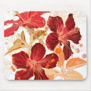 Hibiscus flower - waterverf verf 2 muismat