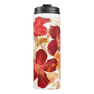 Hibiscus flower - waterverf verf 2 thermosbeker