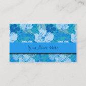Hibiscus Flowers Blue Batik Visitekaartje (Voorkant)