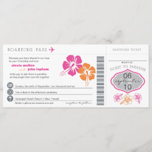 Hibiscus Flowers Boarding Pass Weduwen Uitnodiging