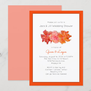 Hibiscus Flowers Oranje Wedding Shower Kaart