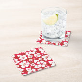 Hibiscus Flowers Pattern Vierkante Kartonnen Onderzetter (Insitu)