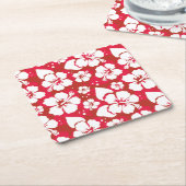 Hibiscus Flowers Pattern Vierkante Kartonnen Onderzetter (Schuin)