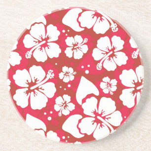 Hibiscus Flowers Pattern Zandsteen Onderzetter