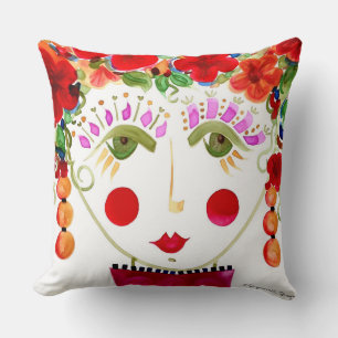 Hibiscus ~ Gypsy Garden Girl Cotton Pillow Kussen