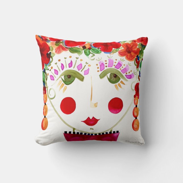Hibiscus - Gypsy Garden Girl Coussin de coton (Recto)