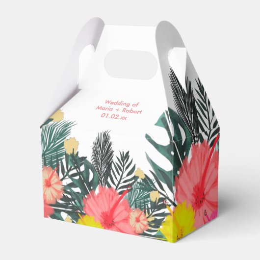 Hibiscus Hawaï Tropisch Handgetekend Bruiloftsfees Bedankdoosjes (Voorkant Zijde)