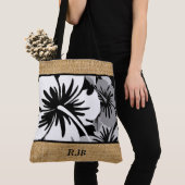 Hibiscus Hawaii Floral Monogram Beach Sac (De près)