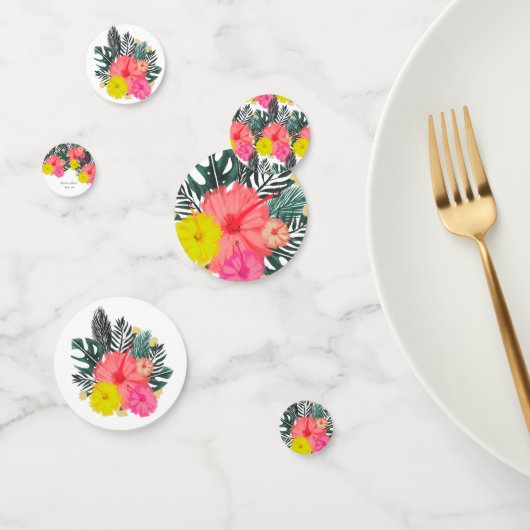 Hibiscus Hawaii Tropical Hand Drawn Bright Wedding Confetti (Groep)