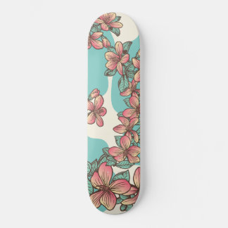 Hibiscus hawaiian bloemen aqua blauwgroen tropisch skateboard
