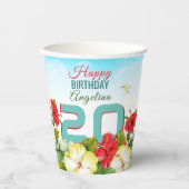 Hibiscus Hawaiian Tropical Personalized Birthday Papieren Bekers (Voorkant)