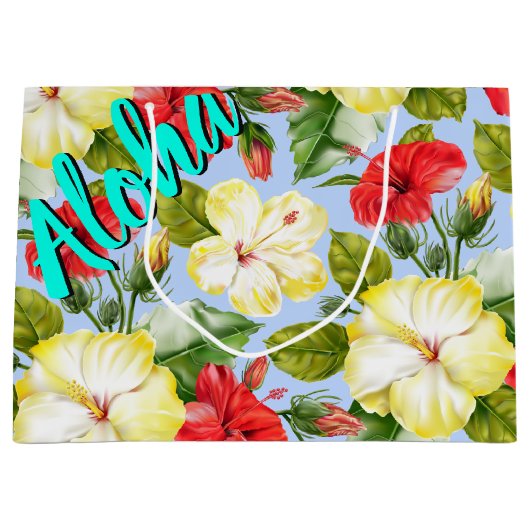 Hibiscus Hawaiian Tropische Floral Groot Cadeauzakje (Voorkant)