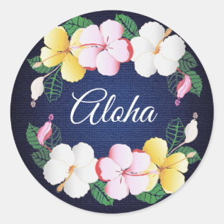 Hibiscus Hawaiian Tropische Floral Ronde Sticker