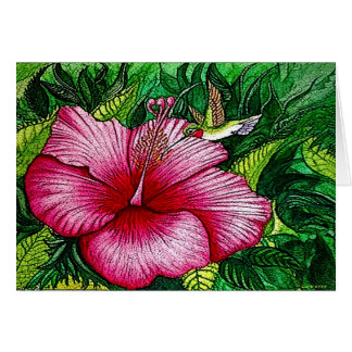 Hibiscus Hummingbird Card