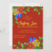 Hibiscus in Holly Christmas Bureau Fête Invitation (Devant)