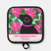 Hibiscus Island Black Dog Pot Holder Pannenlap (Voorkant)