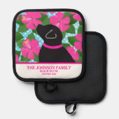 Hibiscus Island Black Dog Pot Holder Pannenlap (Voorkant / Achterkant)
