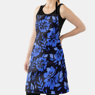 Hibiscus Island Flower blue All-over print Apron Schort