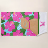 Hibiscus Island Serviette de plage de chien jaune (Devant)