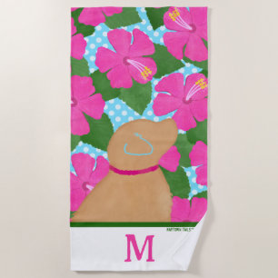 Hibiscus Island Serviette de plage de chien jaune